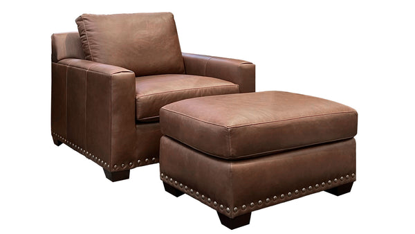 2 Pc Stickley Durant Leather Chair & Ottoman